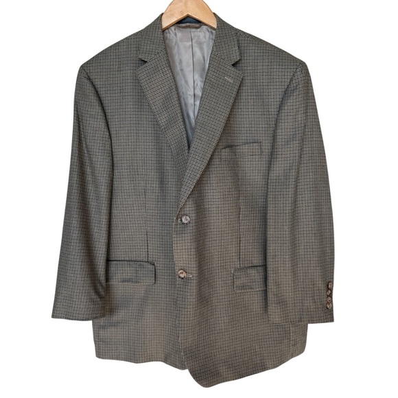 Lauren Ralph Lauren Men's Houndstooth Plaid Blazer Brown Wool Silk Blend Sz 46S - Picture 2 of 7